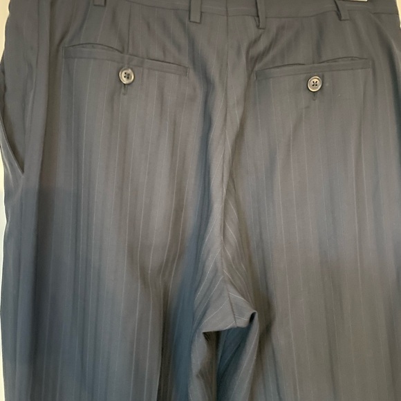 Armani Men's Black Pinstriped Dress Pants - Picture 6 of 7